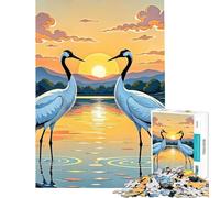 Rompecabezas de 1000 Piezas Dos grullas al Atardecer Juguetes adictivos para Cultivar la Paciencia Juegos Divertidos Decoración Perfecta Regalo de cumpleaños (Tamaño 50x75cm)