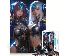 Rompecabezas de 1000 Piezas Dos guerreras, Chica Anime, Juego, Borde, diversión cognitiva, Juego Lento, Divertido, decoración navideña (38x26cm)