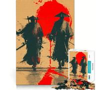 Rompecabezas de 1000 Piezas Dos Guerreros samuráis con Sol Rojo Bordes Bien definidos Juego cognitivo Diversión fácil Tiempo Libre (50x75cm)