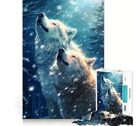 Rompecabezas de 1000 Piezas Dos Lobos Aullando, Piezas de Corte Limpio, Juguete para desarrollar la Capacidad cognitiva, diversión para Momentos de Calma, decoración navideña (50x75cm)