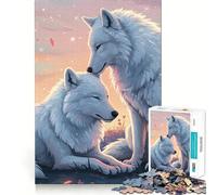 Rompecabezas de 1000 Piezas Dos Lobos Blancos en un Paisaje Pastel Piezas de Corte Limpio Juguete para desarrollar la Capacidad cognitiva Diversión para un Momento de Calma Decoración navideña