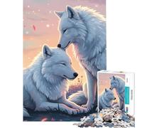 Rompecabezas de 1000 Piezas Dos Lobos Blancos en un Paisaje Pastel Un desafío para la Inteligencia Juguetes adictivos Juego práctico Regalo de cumpleaños Regalos de Amigo Invisible (Tamaño 50x75cm)
