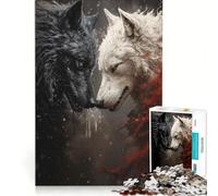 Rompecabezas de 1000 Piezas Dos Lobos peleando decoración de Pared un Reto para completar Que fomenta el Amor Entre Parejas 38x52cm