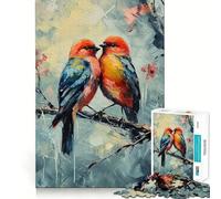 Rompecabezas de 1000 Piezas Dos pájaros en una Rama Cuadro con Corte preciso Decoración Que estimula la lógica y el Pensamiento Juego Relajante (38x26cm)