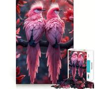 Rompecabezas de 1000 Piezas Dos pájaros Rosas en una Rama Encaje Juguete artístico Que desafía la Mente Juego Divertido para el Tiempo Libre Regalo Ideal para cumpleaños (38x26cm)