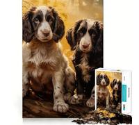 Rompecabezas de 1000 Piezas Dos Perros English Springer Spaniel en un Bosque otoñal Bordes Lisos Juego Divertido y Relajante Regalo Ideal para cumpleaños (38x52cm)