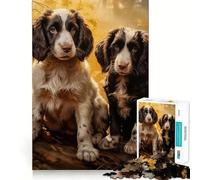 Rompecabezas de 1000 Piezas Dos Perros English Springer Spaniel en un Bosque otoñal Diseño artístico de Corte preciso Juego de lógica y Pensamiento Ideal para Relajarse y divertirse