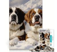 Rompecabezas de 1000 Piezas Dos San Bernardo en la Nieve Piezas de Corte Limpio Juguete para desarrollar la Capacidad cognitiva Momento de relajación Diversión Decoración navideña (38x26cm)