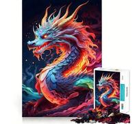 Rompecabezas de 1000 Piezas Dragón Anciano Neón para Adultos, Juguete para ejercitar la Mente, fácil de armar, Regalo de Temporada (38x26cm)
