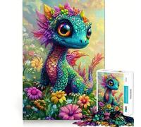 Rompecabezas de 1000 Piezas Dragón Arcoíris en Campo de Flores para Adolescentes Juguete para ejercitar la Mente Diseño Relajante Regalo Ideal para armar (50x75cm)