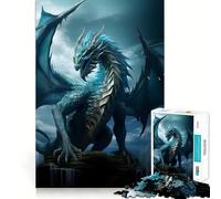 Rompecabezas de 1000 Piezas Dragón Azul Anciano del Agua,diseño de Corte preciso,Juego Mental,Regalo fácil de Jugar,Regalo Divertido de cumpleaños 38x52cm