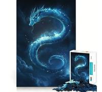 Rompecabezas de 1000 Piezas Dragón Azul en Las Nubes,Bordes Finos,Ideal para Manualidades,Actividades Creativas,Entretenimiento y como Regalo de cumpleaños 50x75cm