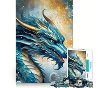 Rompecabezas de 1000 Piezas Dragón Azul Entre Nubes Decoración Elegante y práctica,Regalo Ideal para ejercitar la Mente,Juego de Paz o Pieza de Arte navideña 38x52cm