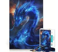 Rompecabezas de 1000 Piezas Dragón Azul Llama Arte de Corte preciso,Desafío Inteligente Divertido,Juego de Ocio Divertido,Regalo de decoración navideña 38x26cm