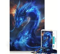 Rompecabezas de 1000 Piezas Dragón Azul Llama,Piezas de unión precisas,Actividad Cerebral Inteligente,Entretenimiento Relajante,Regalo de cumpleaños 38x52cm