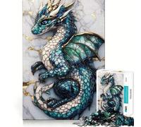 Rompecabezas de 1000 Piezas Dragón Azul sobre mármol Piezas de Ajuste preciso Juguete Creativo y Divertido Momentos de diversión acogedores Regalo de cumpleaños 38x26cm