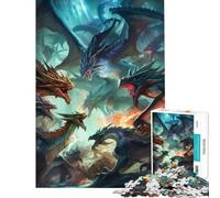 Rompecabezas de 1000 Piezas Dragon Battle Royale para Adultos Diversión en casa Juego práctico de Corte de precisión Apto para Mayores de 14 años 50x75cm