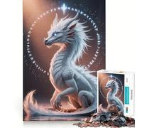 Rompecabezas de 1000 Piezas Dragón Blanco con Runas para Adolescentes Juego Divertido y fácil de armar Sin Huecos Actividad Nocturna para Toda la Familia (38x26cm)