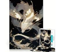 Rompecabezas de 1000 Piezas Dragón Blanco en el Agua para Adultos Juego de Habilidad Mental Corte láser para un Ajuste Actividad gratificante para días lluviosos (50x75cm)