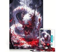 Rompecabezas de 1000 Piezas Dragón Blanco en Sangre para Adultos Divertido Juego de Memoria con componentes Resistentes y de Corte Limpio aliviar el estrés (38x52cm)