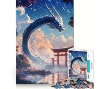 Rompecabezas de 1000 Piezas Dragón Blanco y Puerta Torii para Adultos Divertido Juego de Memoria con componentes Resistentes y de Corte Limpio aliviar el estrés (38x26cm)