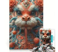 Rompecabezas de 1000 Piezas Dragón de Feliz Año Nuevo, Juegos educativos, antiestrés, cumpleaños y Navidad 38x52cm