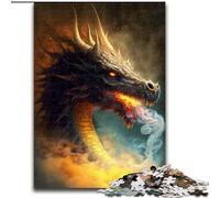 Rompecabezas de 1000 Piezas Dragón de Fuego en el Cielo, Juego Creativo Familiar y decoración del hogar, Adolescentes (tamaño: 26x38cm)