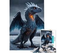 Rompecabezas de 1000 Piezas Dragón de Fuego Helado - El Guardián del Hielo y la Llama para cumpleaños Navidad decoración del hogar Juegos educativos Apto para Mayores de 14 años 38x52cm