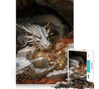 Rompecabezas de 1000 Piezas Dragón del Tesoro Borde Juego Cognitivo Divertido Juego Lento Divertido Arte Navideño Exhibición (50x75cm)