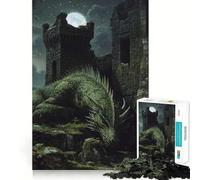 Rompecabezas de 1000 Piezas Dragón Durmiente en Las ruinas del Castillo para Adultos Recall Upgrade Stress Relief Tight Cut Santa Wish Pick 38x52cm