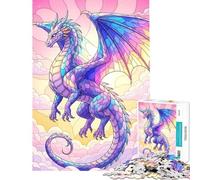 Rompecabezas de 1000 Piezas Dragón en Tonos Pastel Entre Las Nubes Ayuda a ejercitar el Cerebro y a aliviar el estrés Juego práctico Apto para Mayores de 14 años (38x52cm)