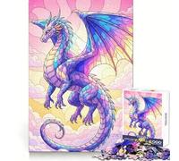 Rompecabezas de 1000 Piezas Dragón en Tonos Pastel Entre Las Nubes para Adolescentes Mejora la Memoria Decoración de Pared sin estrés con Bordes Ajustados (38x52cm)