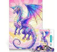 Rompecabezas de 1000 Piezas Dragón en Tonos Pastel Entre Las Nubes para Adolescentes Mejora la Memoria Decoración de Pared sin estrés con Bordes Ajustados (38x52cm)