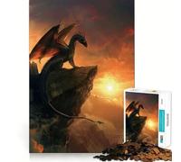 Rompecabezas de 1000 Piezas Dragón Espacial en un acantilado para Adolescentes Juguete para desarrollar la lógica, Relajante y Divertido Corte preciso Regalo artístico (50x75cm)