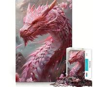 Rompecabezas de 1000 Piezas Dragón Flor Rosa para Adultos y Adolescentes Juguete para Pensar y reflexionar Alivia el estrés Regalo navideño de Corte Limpio (38x26cm)