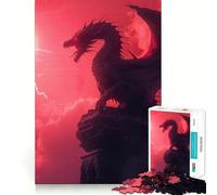 Rompecabezas de 1000 Piezas Dragón Luna Rosa para Adolescentes Juguete Intelectual Tiempo en Familia Corte de Calidad (50x75cm)
