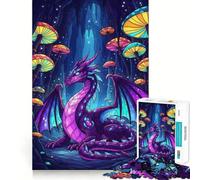 Rompecabezas de 1000 Piezas Dragón Morado en Cueva de Setas para Adolescentes Juego Inteligente de Rompecabezas Tiempo de Aprendizaje Imagen para armar Regalo Encantador (50x75cm)