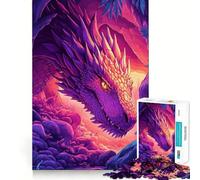 Rompecabezas de 1000 Piezas Dragón Morado en Cueva para Adultos Mejora la Memoria Divertido Bordes precisos Regalo de Temporada (38x26cm)