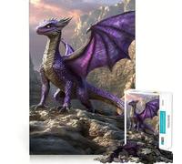 Rompecabezas de 1000 Piezas Dragón Morado en un acantilado para Adolescentes Juego Inteligente de Rompecabezas Tiempo de Aprendizaje Imagen para armar Un Regalo Encantador (50x75cm)