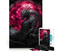 Rompecabezas de 1000 Piezas Dragón Negro bajo la Luna de Sangre,Bordes Finos,Ideal para Manualidades,Actividades Creativas,Entretenimiento y como Regalo de cumpleaños 50x75cm