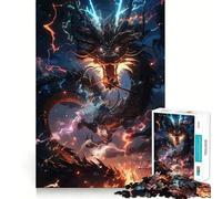 Rompecabezas de 1000 Piezas Dragón Negro con relámpagos,Juego de Bordes, Juguete para Entrenar la Mente,diversión para Jugar despacio,Regalo de cumpleaños 38x26cm