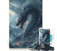 Rompecabezas de 1000 Piezas Dragón Negro en Las Montañas Diseño Impecable Actividad de Juego Inteligente Diversión para el Tiempo Libre Regalo Ideal para cumpleaños 50x75cm