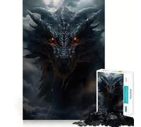 Rompecabezas de 1000 Piezas Dragón Negro Entre Nubes,Corte Impecable,Divertido,Juguete para estimular la Mente,Juego para el Tiempo Libre,Regalo artístico de Navidad 38x26cm