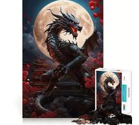 Rompecabezas de 1000 Piezas Dragón Negro Guardián Diversión con articulaciones precisas,Juego para ejercitar la Mente,Juego para Momentos de Paz,decoración navideña 50x75cm