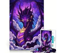Rompecabezas de 1000 Piezas Dragón púrpura en Las Nubes para Adultos Juguete Inteligente para el hogar Decoración de Pared con Corte preciso (38x26cm)