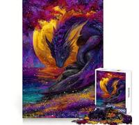 Rompecabezas de 1000 Piezas Dragón Púrpura Junto al Mar para Adultos Juego Inteligente de Rompecabezas Divertido Montaje de imágenes Regalo de Temporada (38x26cm)