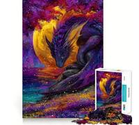 Rompecabezas de 1000 Piezas Dragón Púrpura Junto al Mar para Adultos Juego Inteligente de Rompecabezas Divertido Montaje de imágenes Regalo de Temporada (38x26cm)