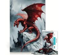 Rompecabezas de 1000 Piezas Dragón Rojo en la Cima Nevada para Adolescentes Juguete de lógica Clara Tiempo de Paz Corte Lista de Deseos de Santa Claus (38x26cm)