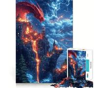 Rompecabezas de 1000 Piezas Dragón Rojo sobre Paisaje Urbano en Llamas para Adolescentes Refuerza la Memoria y el vínculo Familiar Bordes precisos Regalo Original (38x52cm)