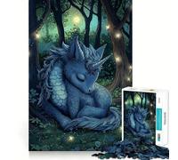 Rompecabezas de 1000 Piezas Dragón Unicornio Durmiente para Adolescentes Recuerda, Mejora, Calma, Mente Clara, Arte Coleccionable 50x75cm